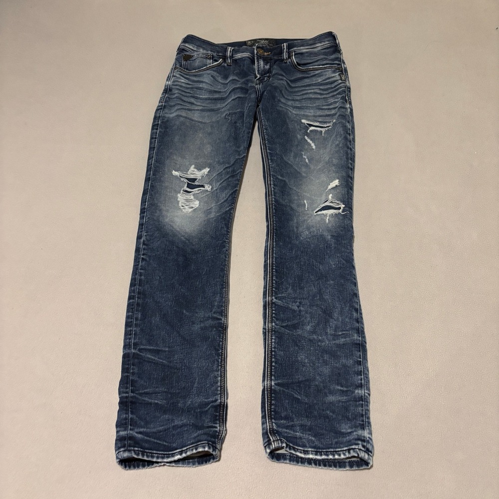 Silver‎ Jeans Co Mens Allan Slim Fit Distressed Joga Denim Jeans 30x32 Whiskered